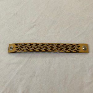 Mustard leather laser cut wrap bracelet